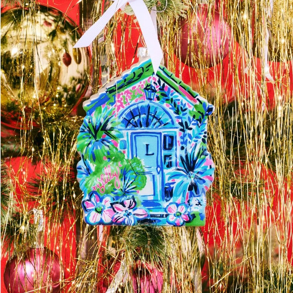 NEW in Box Lilly Pulitzer Floral Lilly’s house Christmas Holiday ornament - Picture 2 of 3